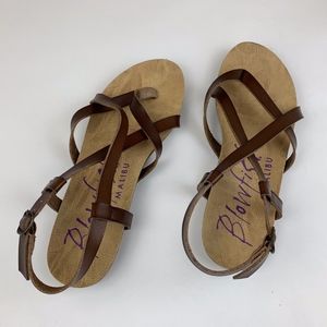 Blowfish Malibu Brown Leather Sandals 8.5
